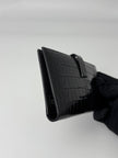 Preowned. Hermes Bearn Wallet Croc Black. Q|6968
