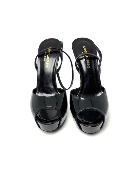 Brand New. YSL Open Toe Patent Black. 37|8077