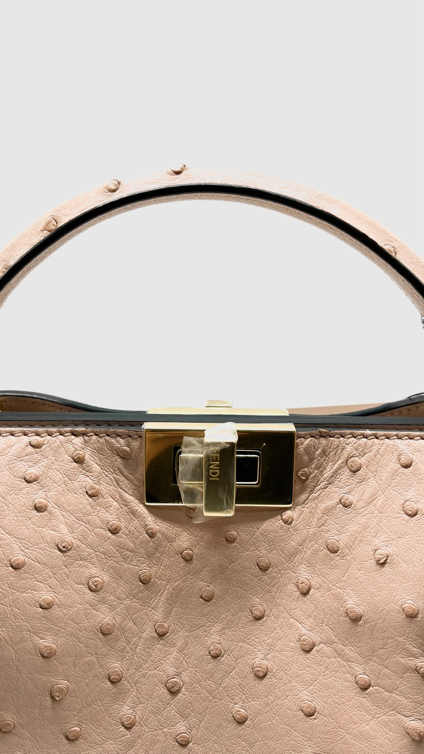 Brand New. Fendi Peekaboo Small Ostrich Pink|7844