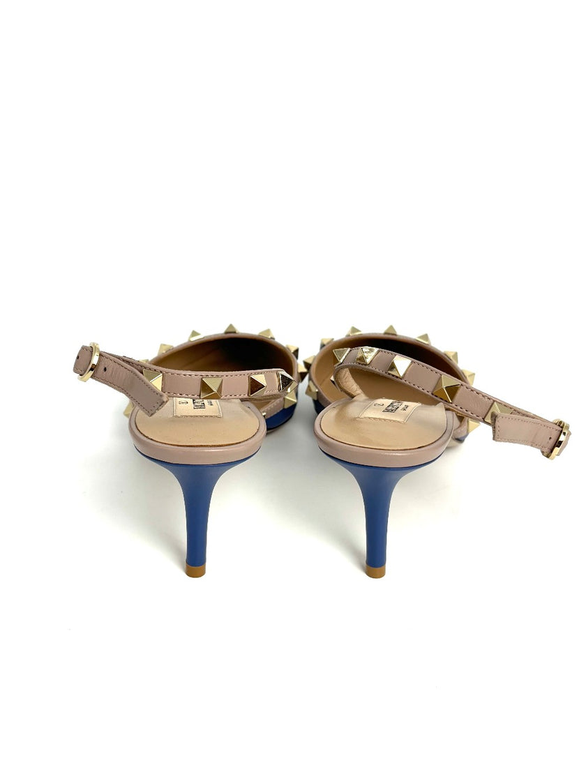Brand New. Valentino Slingback Kitten Heel Blue. 38|8422