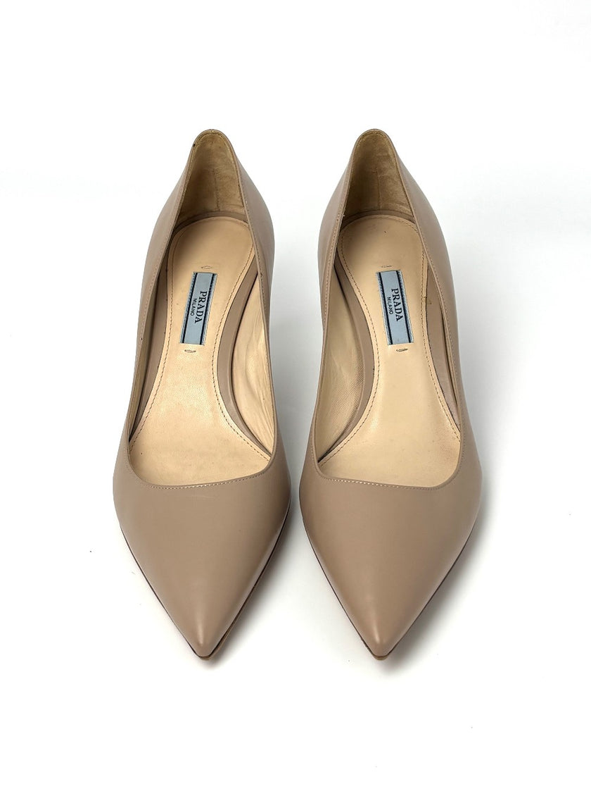 Brand New. Prada Kitten Heel Pumps Nude. 39|8991