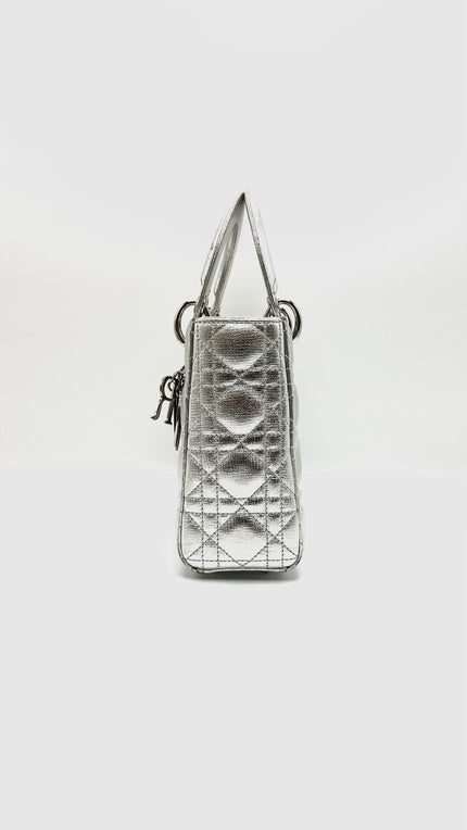 Preowned. Lady Dior Small Silver SHW. 29MA1108|16138