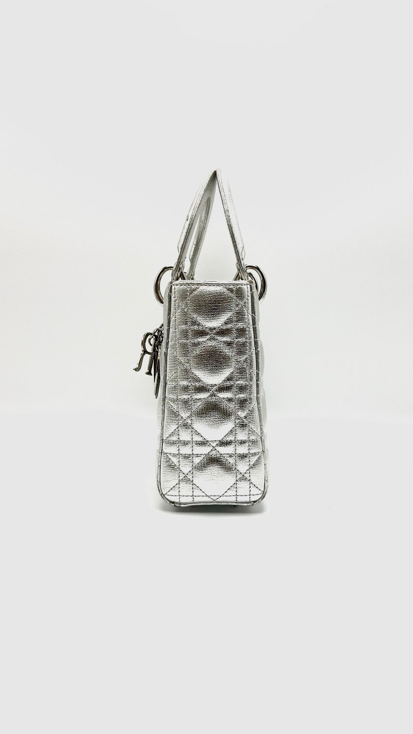 Preowned. Lady Dior Small Silver SHW. 29MA1108|16138