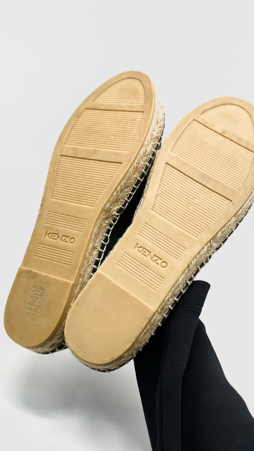 Preowned. Kenzo Espadrille Tiger Head Canvas Black. 40|13472