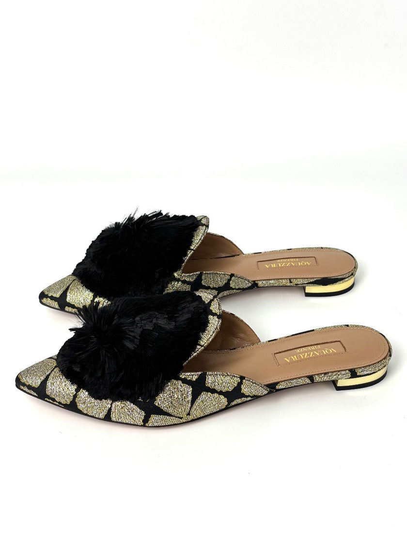 Brand New. Aquazurra Slip On Gold/Black. 36|8986