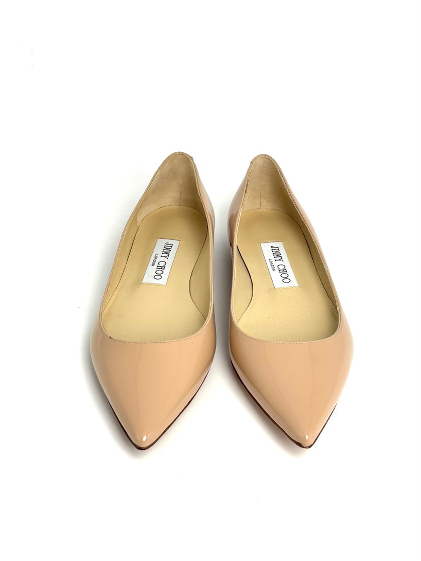 Brand New. Jimmy Choo Flats Pointed Beige. 37|8673