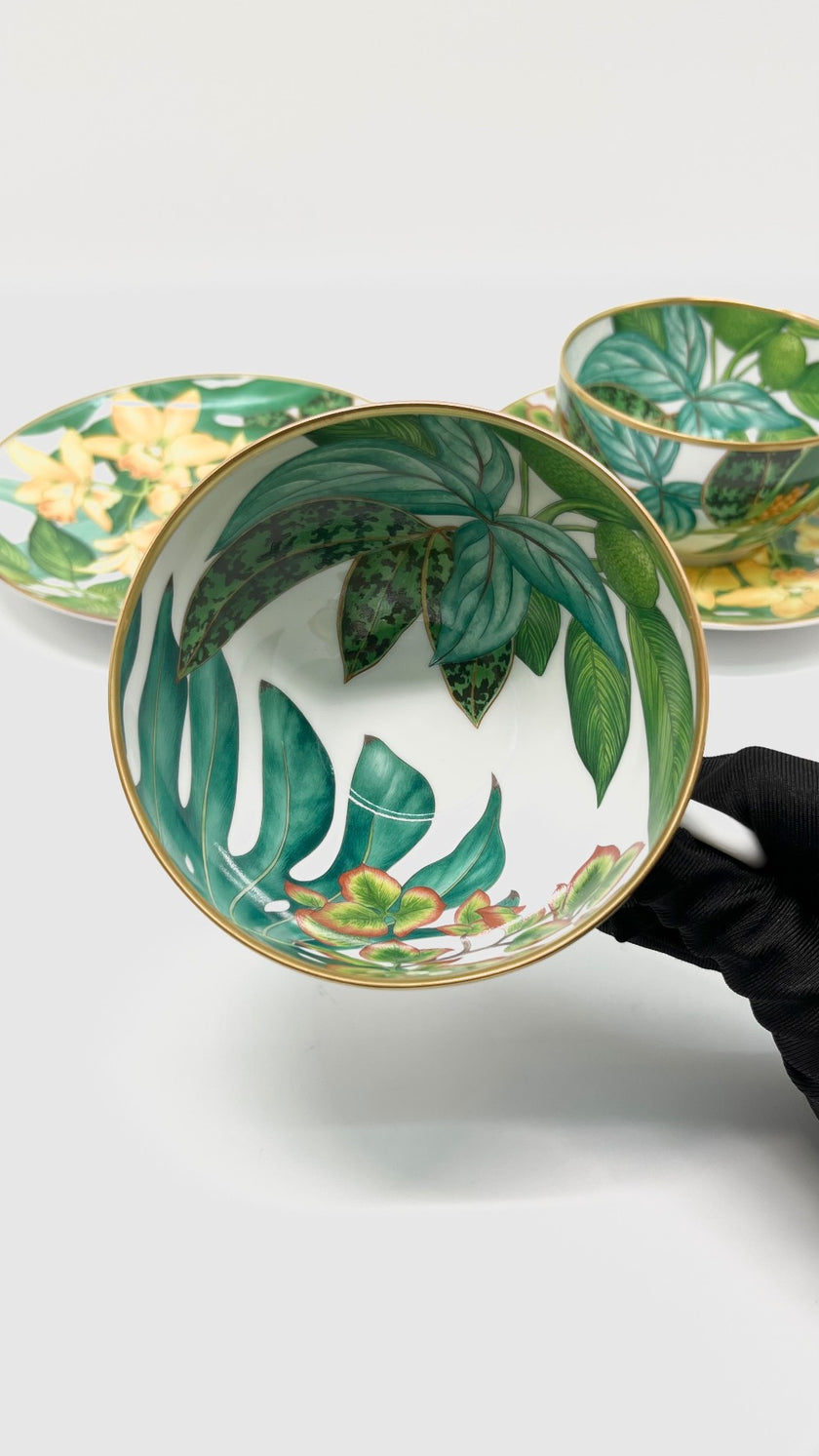 Brand New. Hermes Passifolia Breakfast Cup And Saucer Set|10563