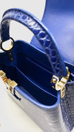 Preowned. Mini LV Capucines Croc Blue|11410