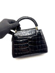 Preowned. LV Capucines Glossy Croc Black GHW|17215