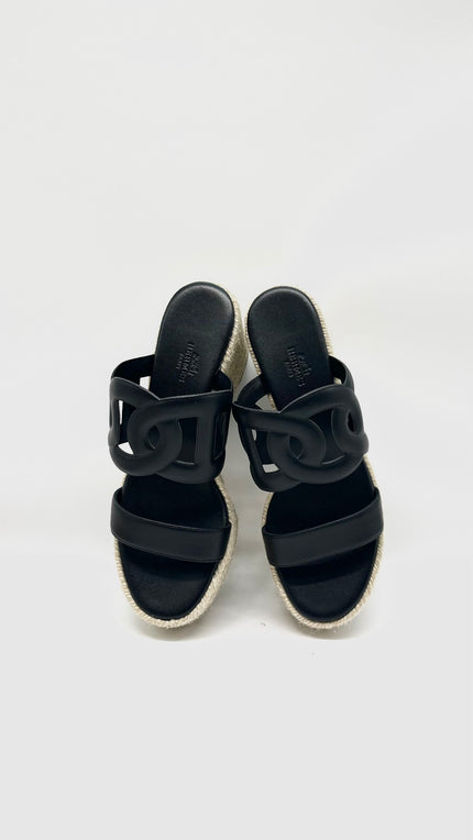 Brand New. Hermes Ithea 30 Espadrilles Black. 38|10416
