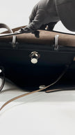 Preowned. Hermes Herbag 39 Black Canvas Stamp P Square AR|9802