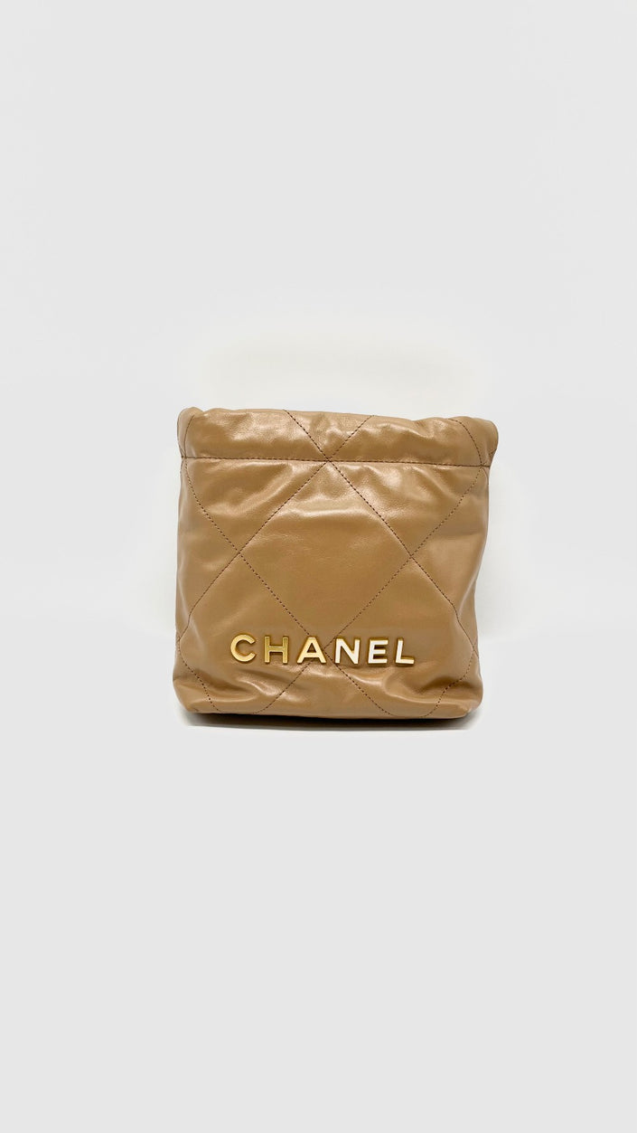 Brand New. Chanel Mini C22 Brown Shiny Calfskin GHW. JAU0XXE5|15199