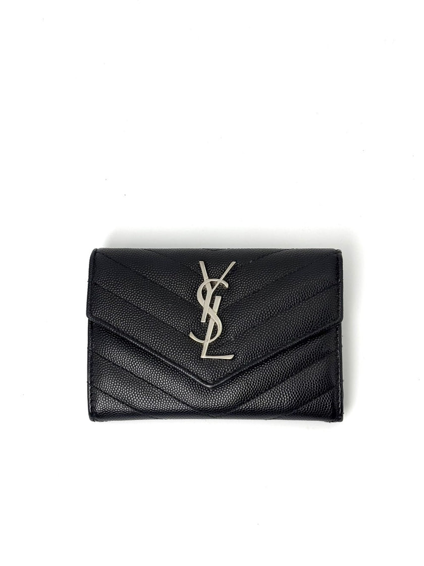 Preowned. YSL Compact Wallet Black|7127
