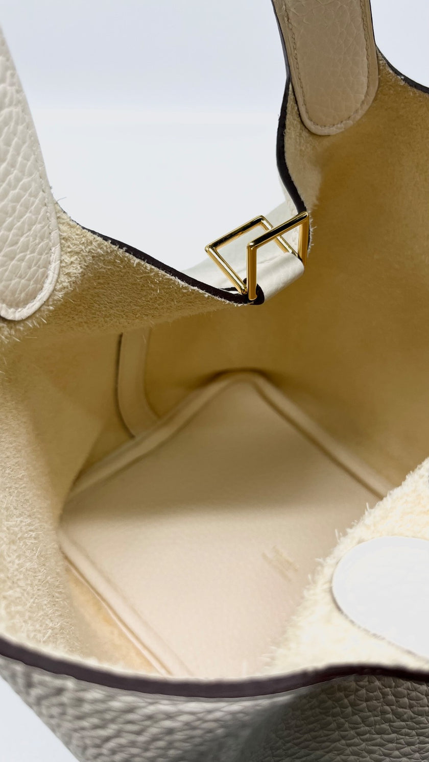 Like New. Hermes Picotin 18 Nata Clemence GHW. BFS005GX|12184