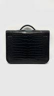 Like New. Hermes Kelly Depeches Briefcase Black Croc PHW. UPI563AP|10199