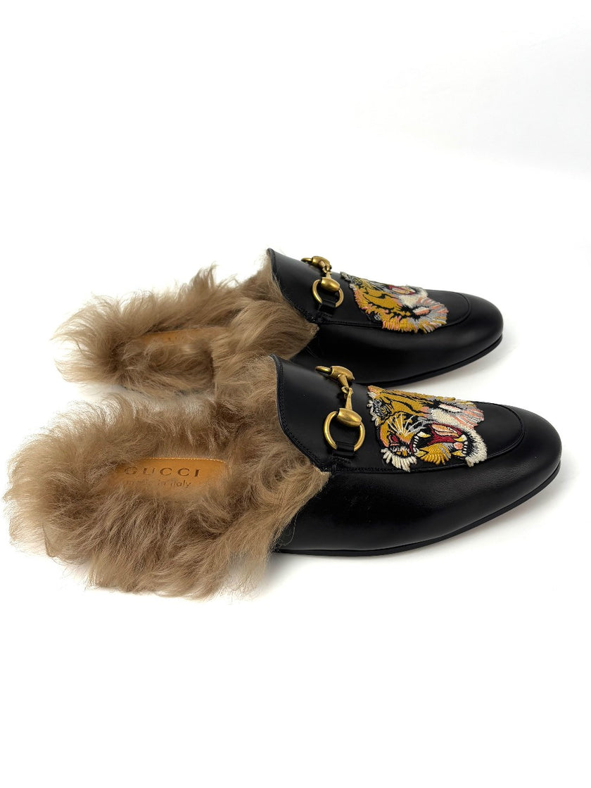 Brand New. Gucci Mule Tiger w/Fur. 36.5|8598