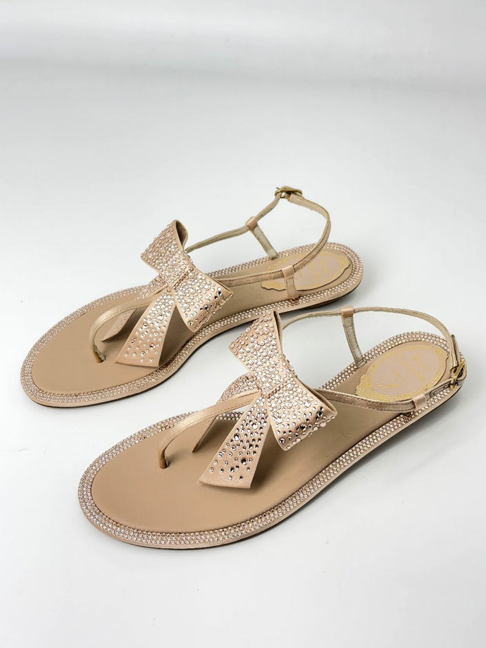 Brand New. Rene Caovilla Thongs Beige. 36.5|7399