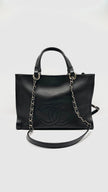 Preowned. Chanel CC Zipped Shopping Tote Calfskin Black GHW. PNJTPA01|10430