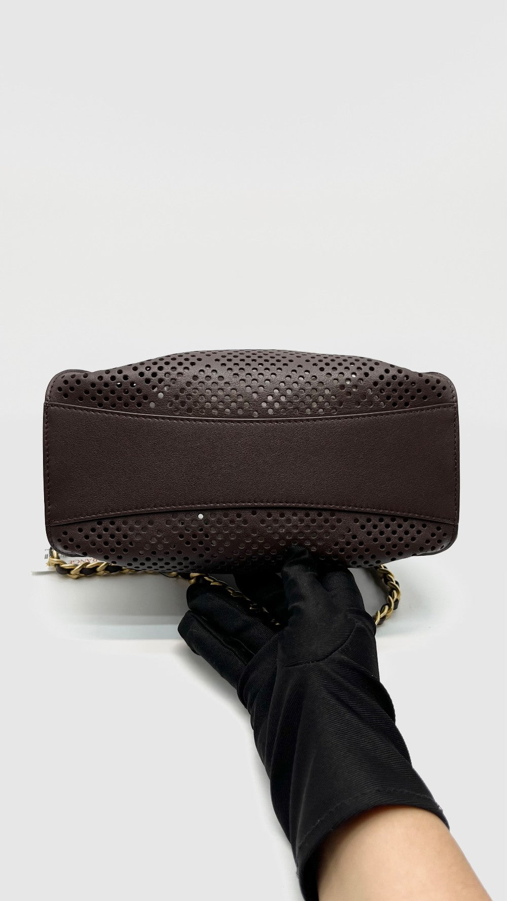Brand New. Chanel C25 Mini Perforated Calfskin Dark Brown GHW. C81KGL11|16477