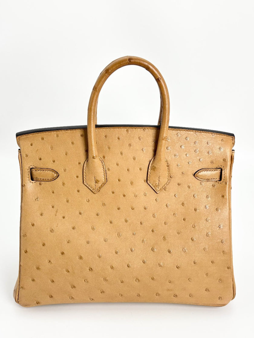 Preowned. Hermes Birkin 25 Chai Ostrich GHW. UIM074BK|3342