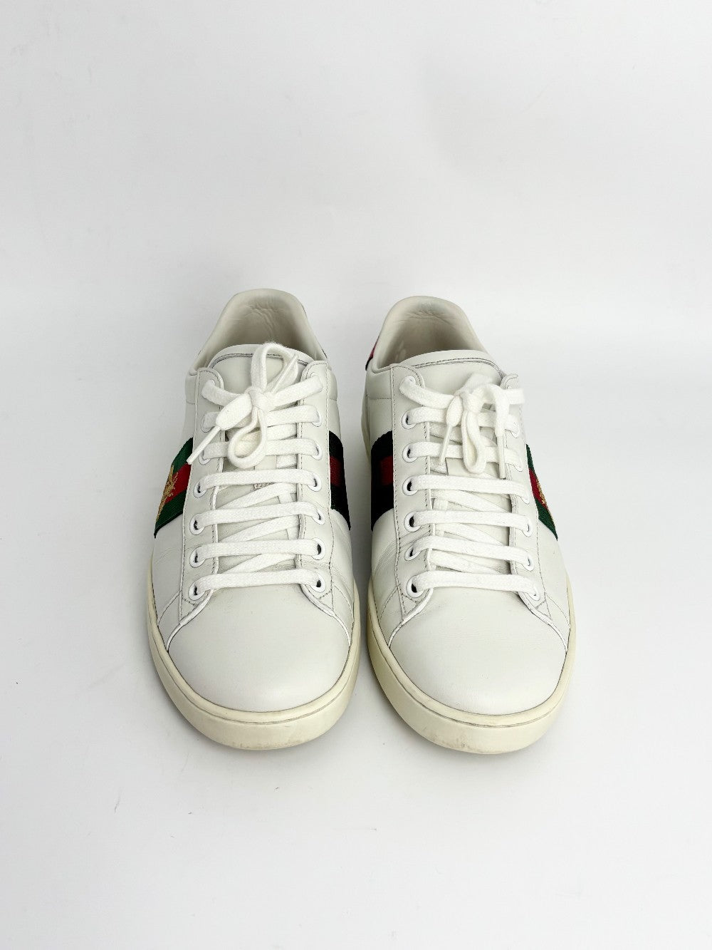 Preowned. Gucci Ace Embroidered Bee White Sneakers. 38|12957