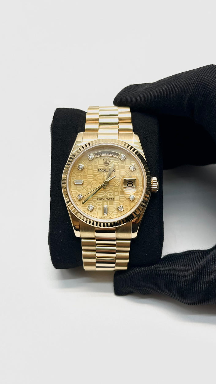 Preowned. Rolex Daydate Computer Dial Diamonds YG President 36MM 2008|16304