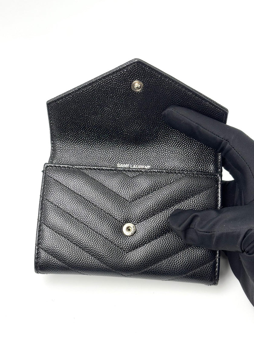 Preowned. YSL Compact Wallet Black|7133