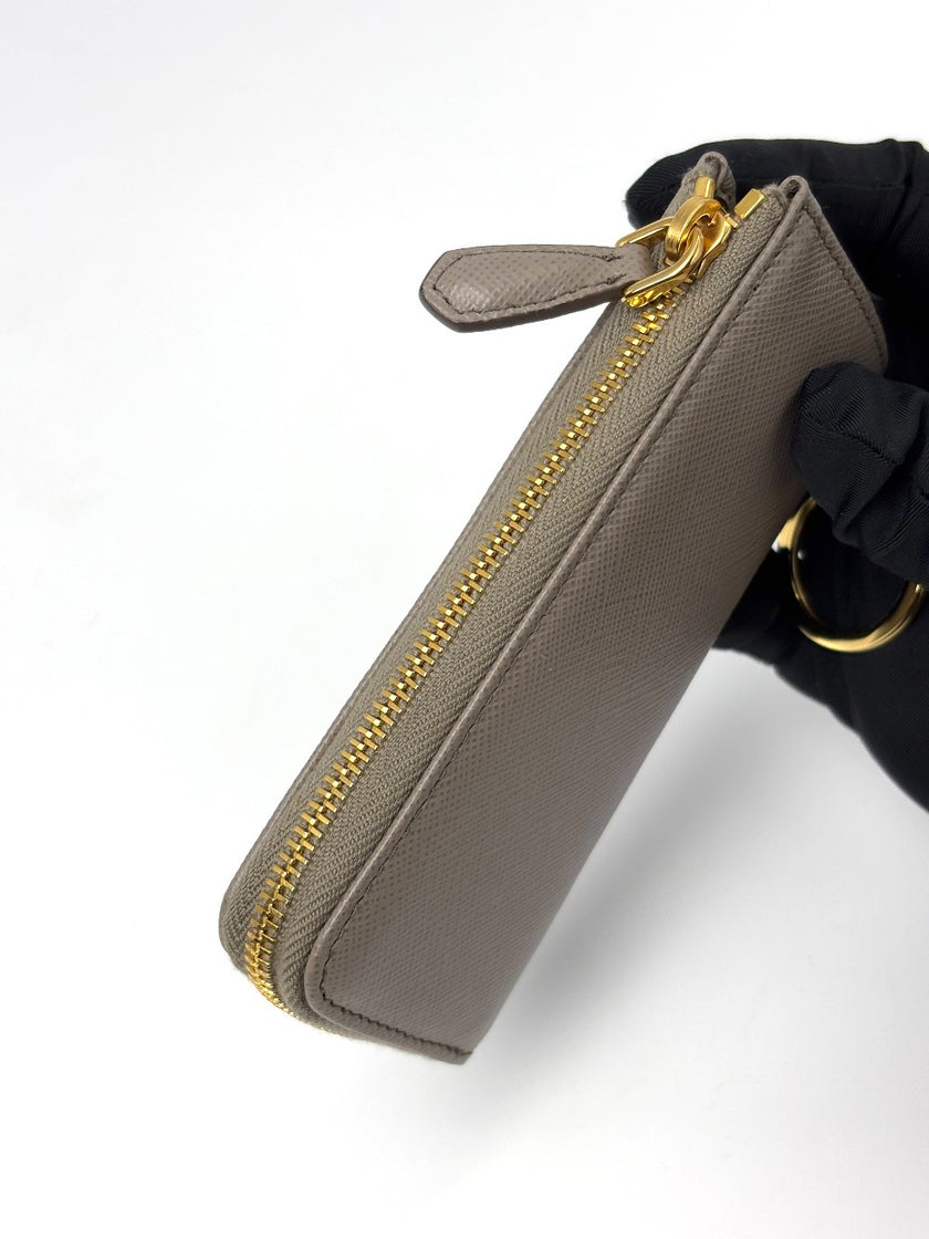 Brand New. Prada Zip Wallet Gray|7215