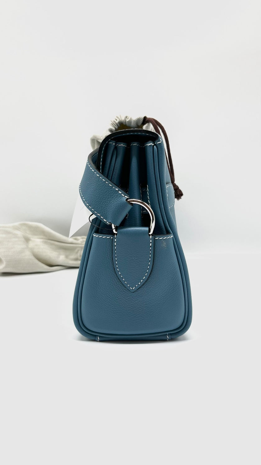 Brand New. Hermes Kelly Messenger Blue Jean Evercolour PHW. BMM687FK|5212