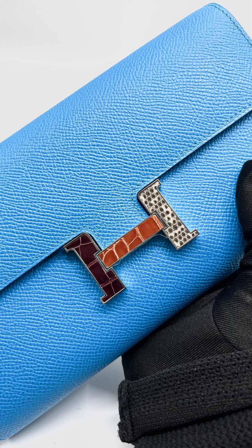 Brand New. Hermes Constance To Go Exotic HW Blue Zanzibar. UAI005IT|5519