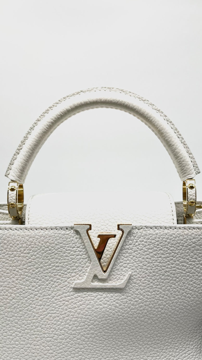 Preowned. LV Capucines BB Snow GHW. MCHIP|7900