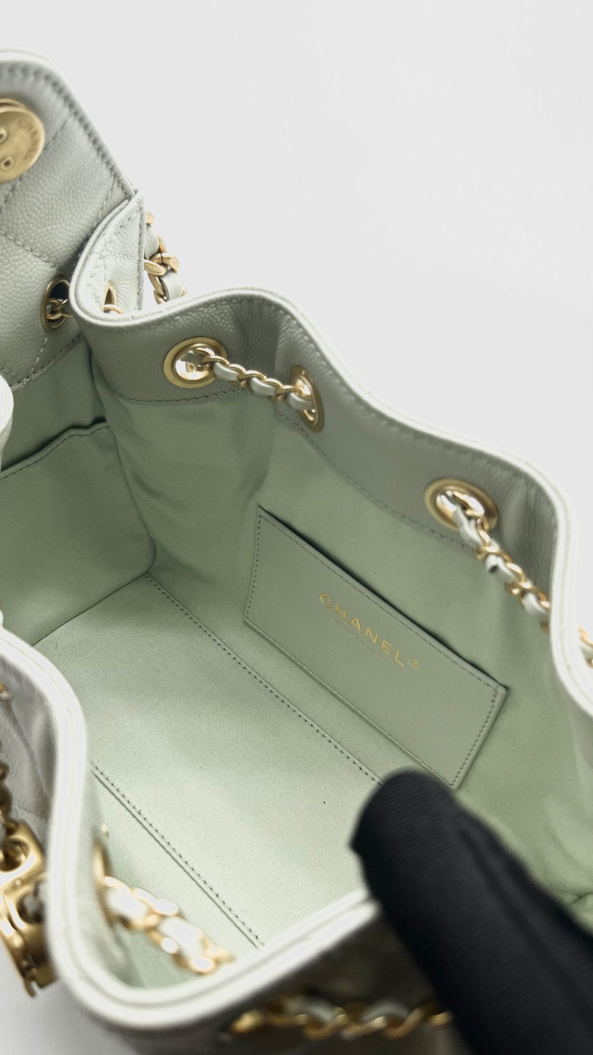 Like New. Chanel C25 Mini Light Green Caviar GHW. CK0UE6LE|16606