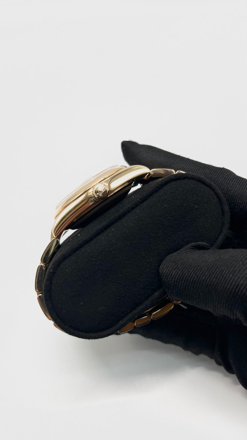 Preowned. Rolex Daydate Pink Computer Dial With Diamonds Full RG Oyster Bracelet 36 MM 14 Links|14364