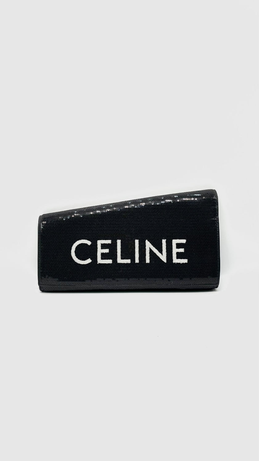 Preowned. Celine Clutch Black Sequined|12082