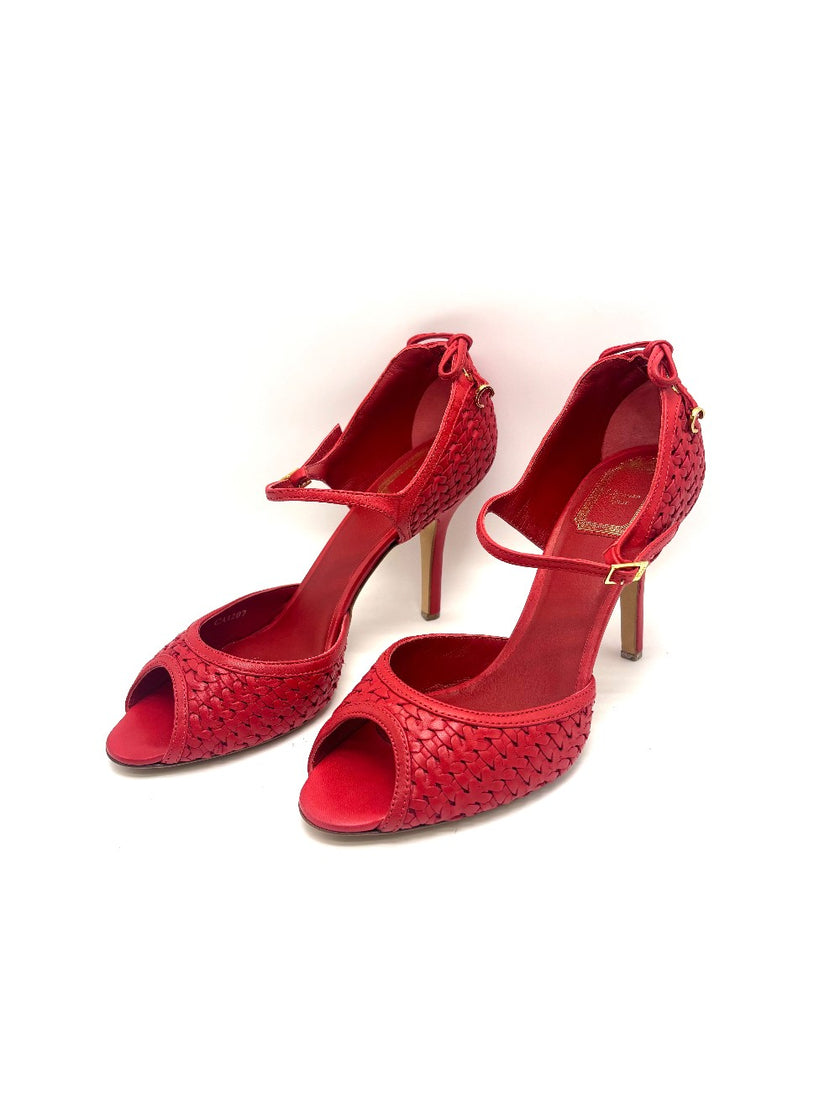 Unused. Dior Ankle Strap Sandals Rouge Moyen. 38 1/2|17840