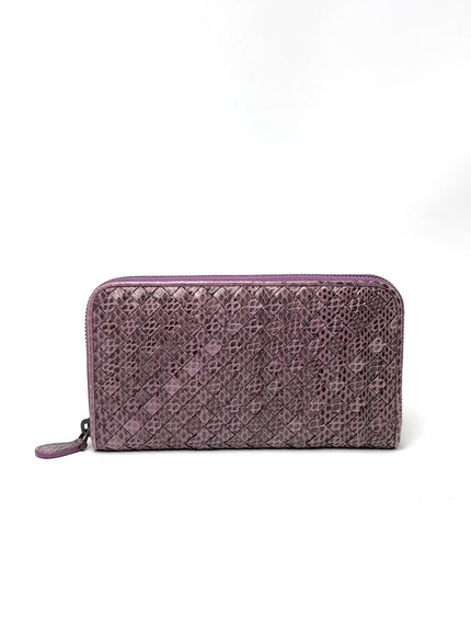 Preowned. Bottega Zip Long Wallet Metallic|7044