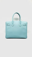 Preowned. Hermes Birkin 30 Blue Atoll Epsom PHW. TBY011KX|15223