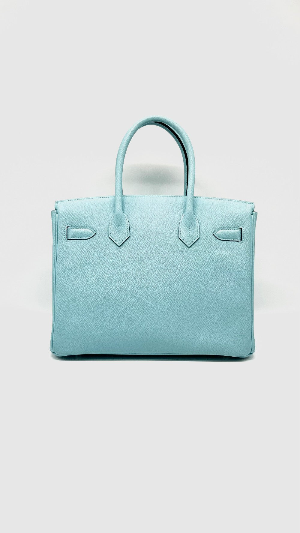 Preowned. Hermes Birkin 30 Blue Atoll Epsom PHW. TBY011KX|15223