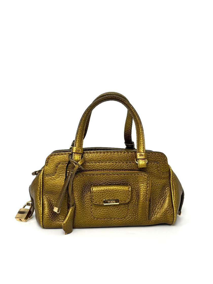 Preowned. Tods Mini Bowler Gold|9470
