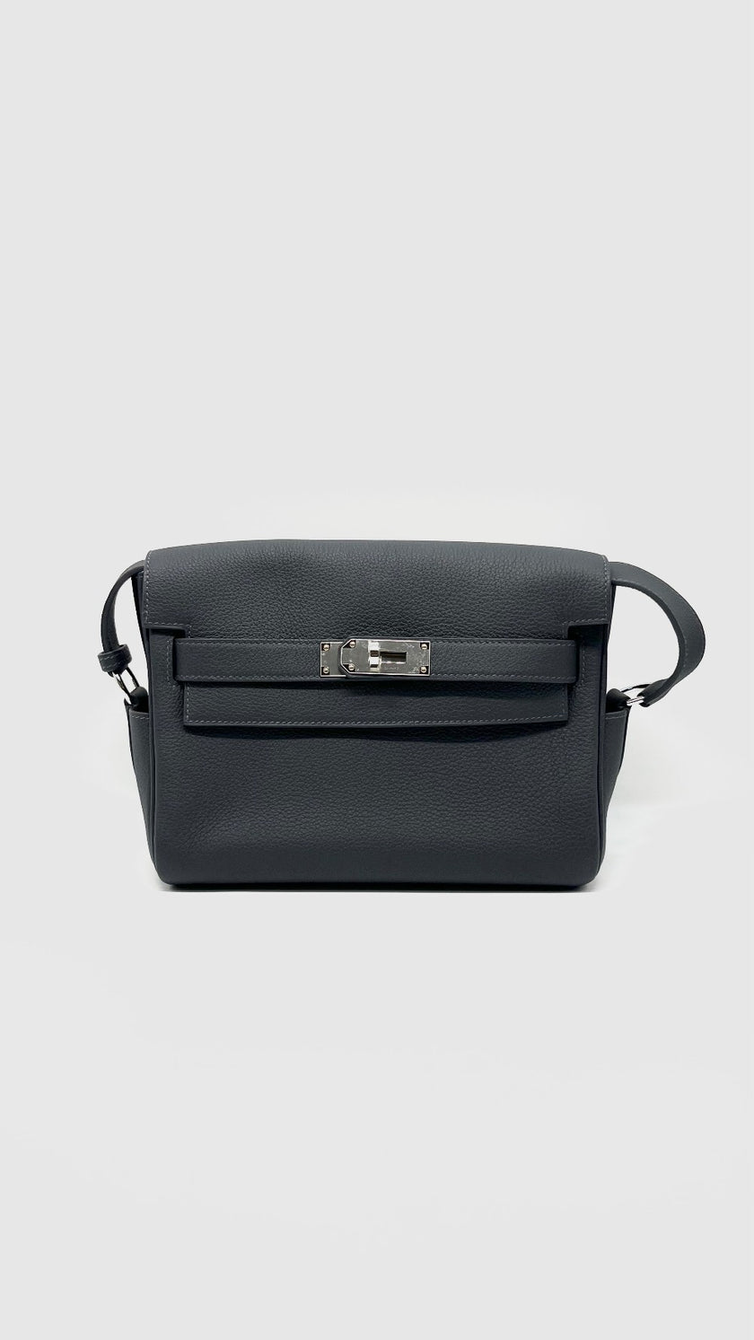 Brand New. Hermes Kelly Messenger Gris Mysty PHW. KMS918IM|14240