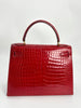 Preowned. Hermes Kelly 28 Rouge Cerise Porosus Crocodile GHW. circle Z|3392