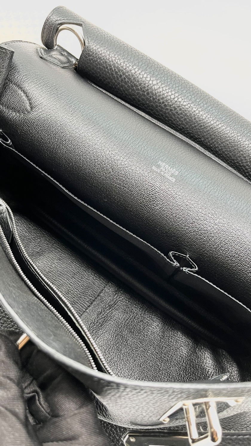 Preowned. Hermes Jypsiere 37 Black Clemence PHW. L38|13651