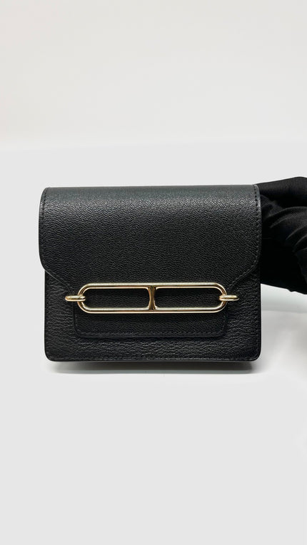Brand New. Hermes Roulis Slim Passant Black GHW|9439