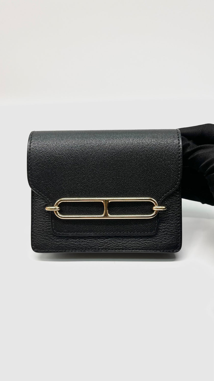 Brand New. Hermes Roulis Slim Passant Black GHW|9439