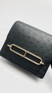 Preowned. Hermes Roulis 18 Black Ostrich GHW. ZST468ZI|15600