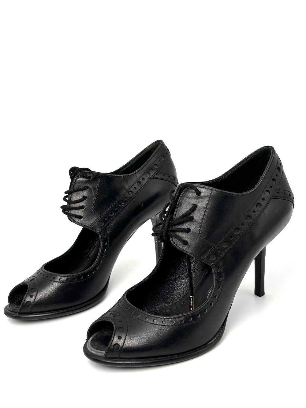 Like New. LV Open Toe Low Heel Black. 34.5|10690