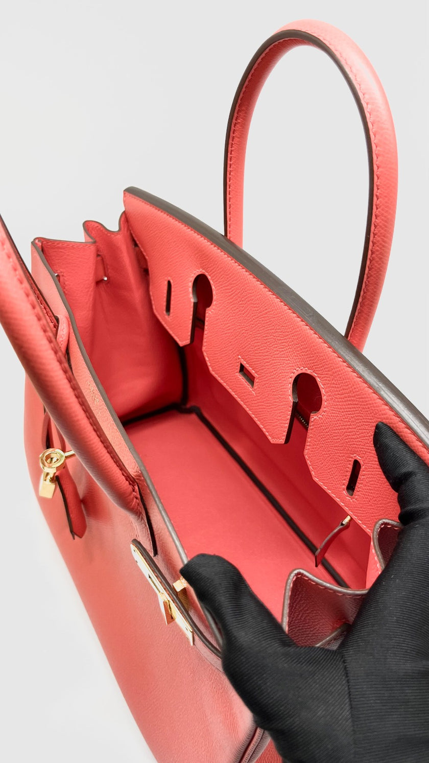 Preowned. Hermes Birkin 30 Epsom Rouge Pivone GHW. ABY781AM|13553
