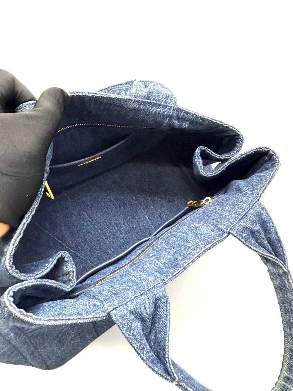 Preowned. Prada Canapa Denim Tote Bag Blue. 197|17532