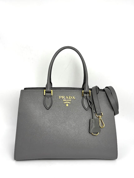 Like New. Prada Argilla Two Way Saffiano Gray. 158D|12350