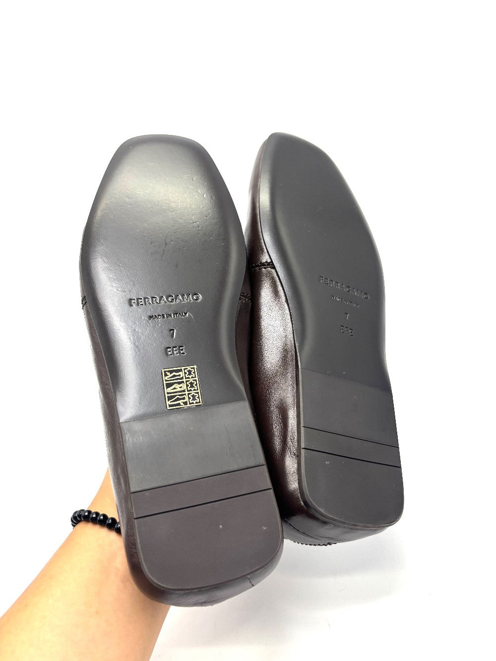 Unused. Ferragamo Gancini Loafers Brown. 7 EEE|17421